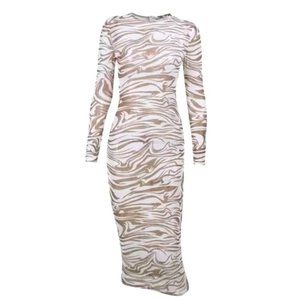 MESHKI BONNIE Mesh Long Sleeve Midi Dress NWT Rare